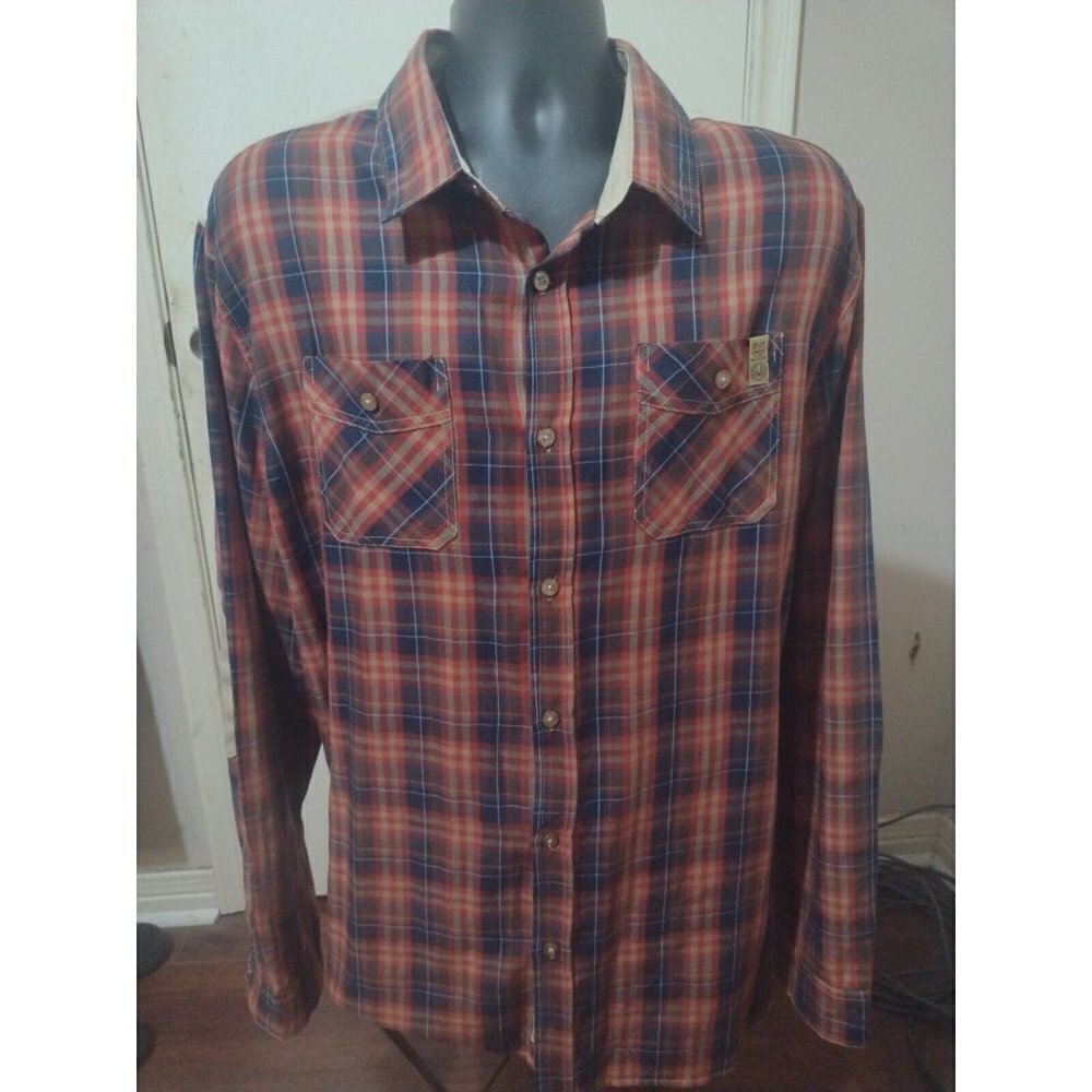 Men's Pride of The Nation Long Sleeve MultiColor Button Shirt 2XL Elbow Patch